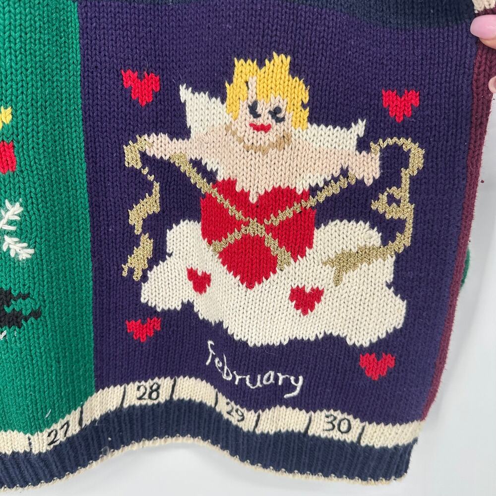 Vintage 90’s Teacher Sweater Fall Winter Months Novelty Chunky Knit Cardigan - Picture 10 of 14